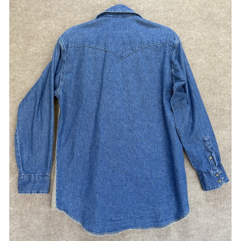 Wrangler Button Down Regular Fit Long Sleeve XL Tails Workwear Blue Brown Shirt - Picture 5 of 13